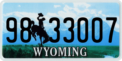 WY license plate 9833007