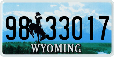 WY license plate 9833017