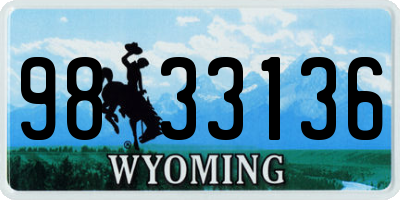 WY license plate 9833136