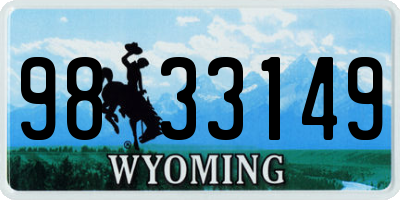 WY license plate 9833149