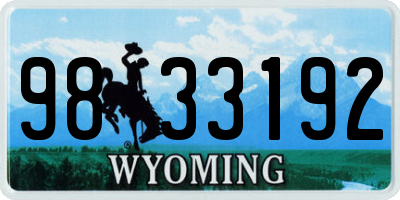 WY license plate 9833192