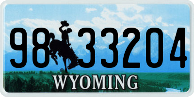 WY license plate 9833204