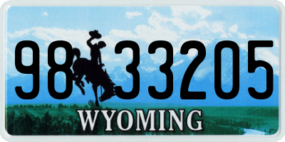 WY license plate 9833205