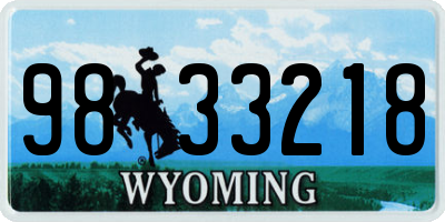 WY license plate 9833218