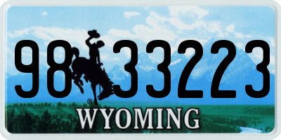 WY license plate 9833223