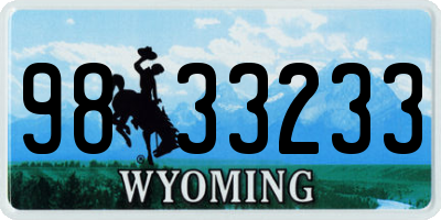 WY license plate 9833233