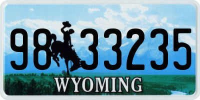 WY license plate 9833235