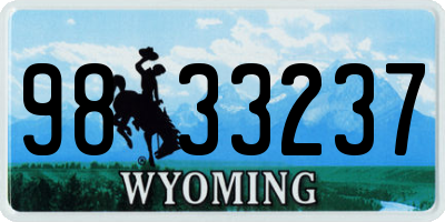 WY license plate 9833237