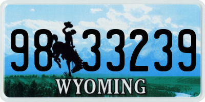 WY license plate 9833239