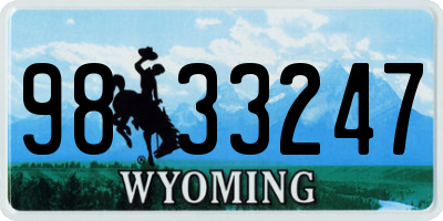 WY license plate 9833247