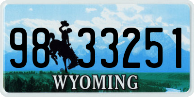 WY license plate 9833251
