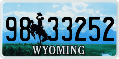 WY license plate 9833252