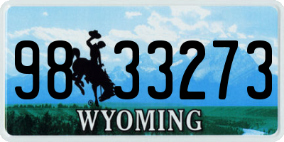 WY license plate 9833273