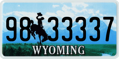 WY license plate 9833337