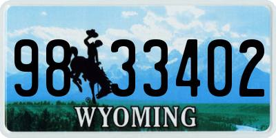 WY license plate 9833402