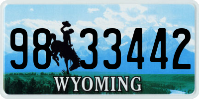 WY license plate 9833442
