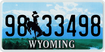 WY license plate 9833498