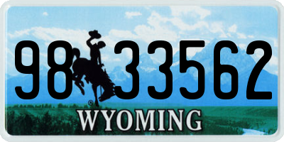 WY license plate 9833562