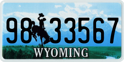 WY license plate 9833567