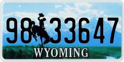 WY license plate 9833647
