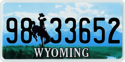 WY license plate 9833652