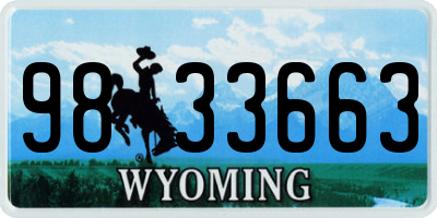 WY license plate 9833663