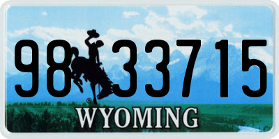 WY license plate 9833715