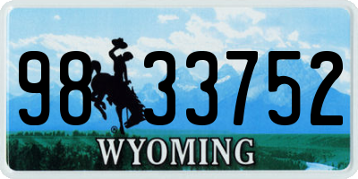 WY license plate 9833752