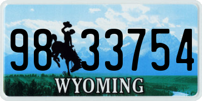 WY license plate 9833754