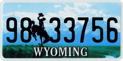 WY license plate 9833756