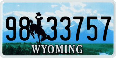WY license plate 9833757