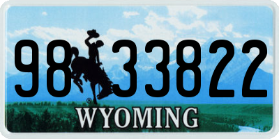 WY license plate 9833822