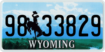WY license plate 9833829