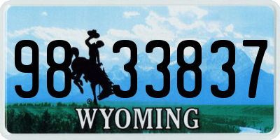 WY license plate 9833837