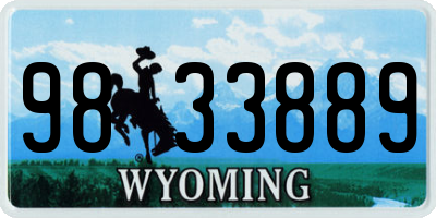 WY license plate 9833889