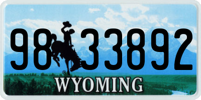 WY license plate 9833892
