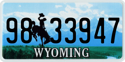 WY license plate 9833947