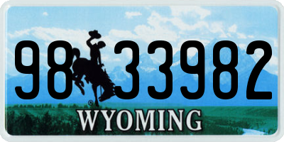 WY license plate 9833982