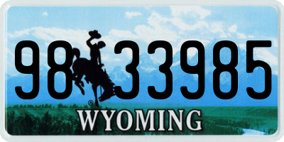 WY license plate 9833985