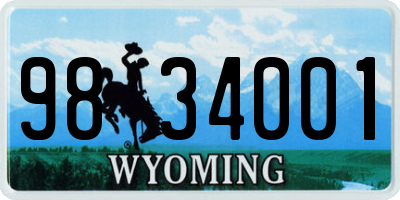 WY license plate 9834001