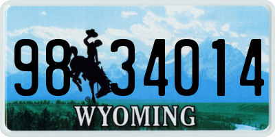 WY license plate 9834014