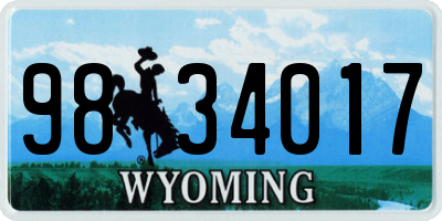 WY license plate 9834017