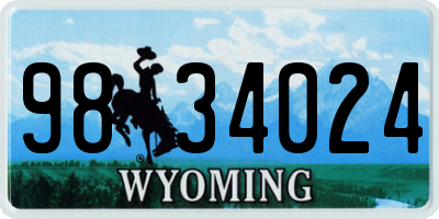 WY license plate 9834024
