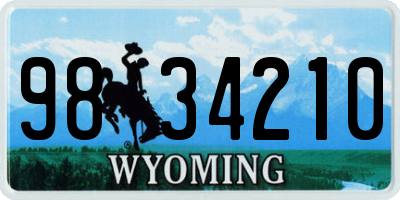 WY license plate 9834210