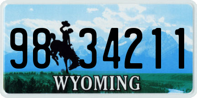 WY license plate 9834211
