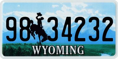 WY license plate 9834232