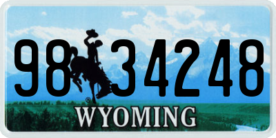 WY license plate 9834248