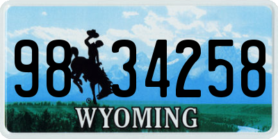 WY license plate 9834258