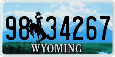 WY license plate 9834267