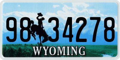WY license plate 9834278